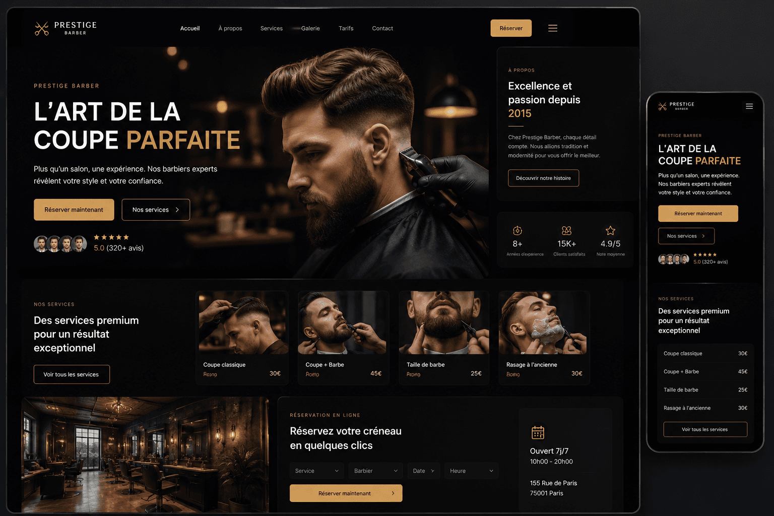 Interface web de barbier