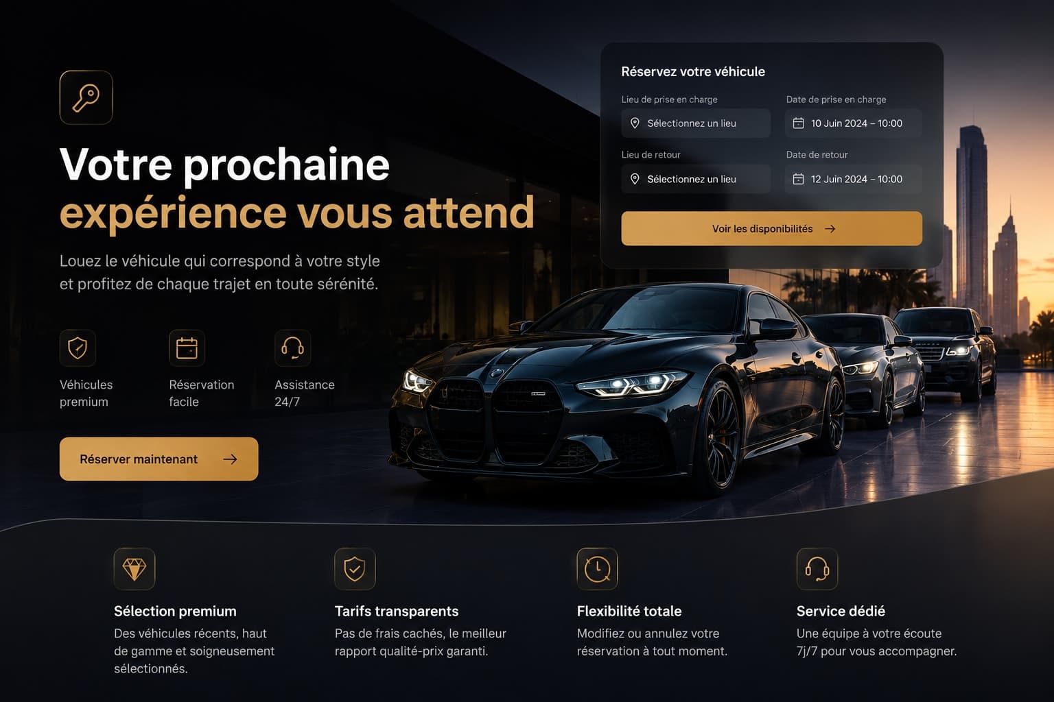 Interface web de location de voiture