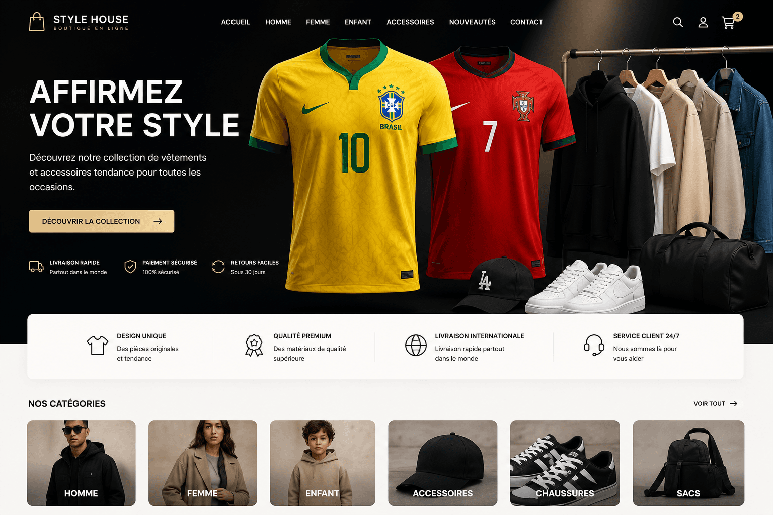 Parcours d'achat en ligne pour vêtements
